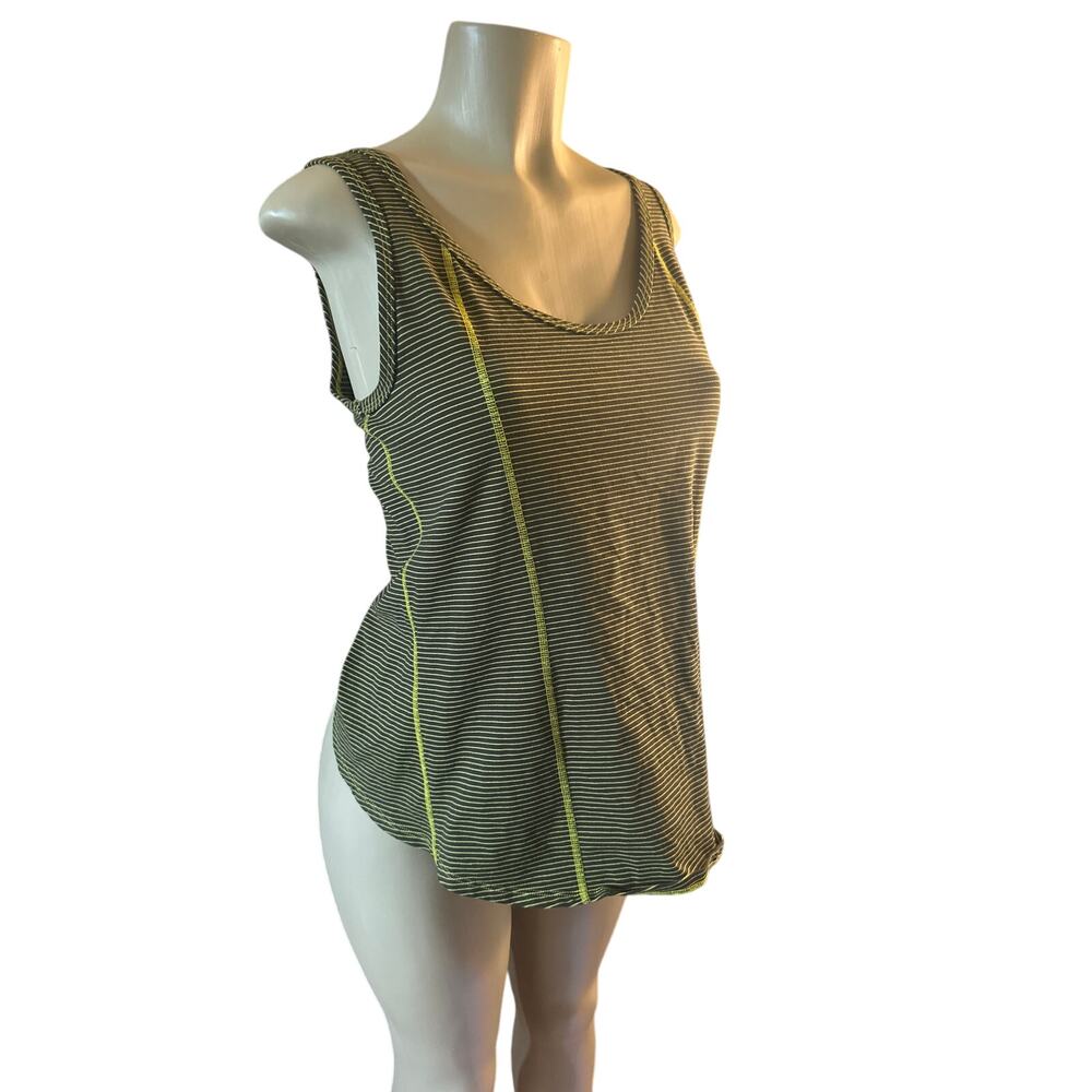 Women S Carve Designs Green Stripe Tank Top Run Yoga Cut Open Back Athletic